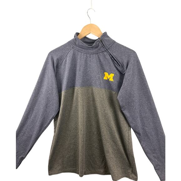 Michigan Wolverines Quarter Zip Pullover Gray Blue Rivalry Threads XL - Picture 9 of 9